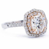 3.7ct Cushion Cut VVS1D Diamond Engagement Ring Double Halo 14k Dual Gold Finish