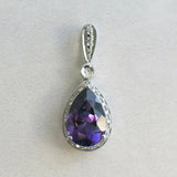 2ct Pear Cut Purple Amethyst Water Drop Pendant 14k White Gold Finish NO CHAIN