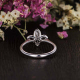 Flower Star Engagement Ring 1.5ct Round Cut VVS1D Diamond 14k White Gold Finish