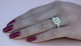 3Ct Radiant Cut Yellow Sapphire Double Halo Engagement Ring 14K Dual Gold Finish