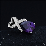 2Ct Pear Cut Purple Amethyst Diamond Alpha Pendant 14K White Gold Over NO CHAIN