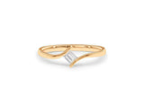 Minimalist Engagement Ring 0.35ct Baguette Cut Diamond 14k Yellow Gold Finish