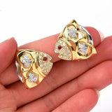 1.2ct Round Cut VVS1D Diamond Fish Design Stud Earrings 14k Yellow Gold Finish