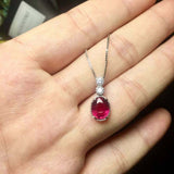 1.2ct Pink Ruby Pendant Oval Cut Accent Solitaire 14k White Gold Finish NO CHAIN