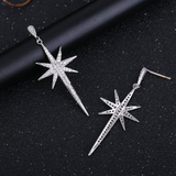 4ct Round Cut Diamond Large Long Star Women Stud Earrings 14k White Gold Finish