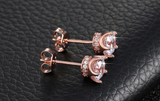 1.2ct Round Cut Diamond Crown Unique Design Stud Earrings 14k Rose Gold Finish