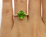 2.5Ct Round Cut Green Peridot Hidden Halo Solitaire Ring 14K Yellow Gold Finish