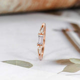 1ct Baguette Cut Diamond Engagement Ring Petite Minimalist 14k Rose Gold Finish