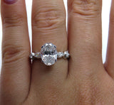 3Ct Oval Cut Diamond Accents Solitaire Engagement Ring 18K White Gold Finish