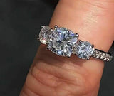 2.5Ct Cushion Cut Diamond Engagement Ring 14K White Gold Finish Round Accents