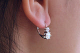 Statement Leverback Drop Earrings 1ct Round Cut Diamond 14k White Gold Finish