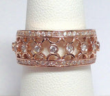 3Ct Round Cut Diamond Filigree Vintage Women Wedding Band 14K Rose Gold Finish