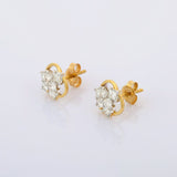 1.45ct Stud Earrings Princess Round Cut Diamond Cluster 14k Yellow Gold Finish