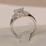 1.8ct Engagement Ring Heart Cut Diamond Leaf Accent Design 14k White Gold Finish