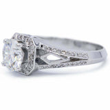 2ct Round Diamond Split Shank Stylish Halo Engagement Ring 14k White Gold Finish