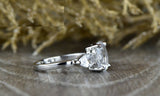 3ct Oval Cut Diamond Engagement Ring 14k White Gold Finish Three Stone Solitaire