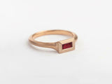 0.5ct Baguette Cut Ruby Engagement Ring Bezel Set Solitaire 14k Rose Gold Finish