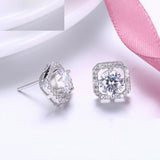 1.9ct Round Cut VVS1D Diamond Halo Solitaire Stud Earrings 18k White Gold Finish