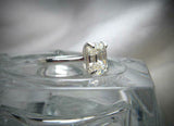 Solitaire Women Engagement Ring 1.5ct Emerald Cut Diamond 14k White Gold Finish