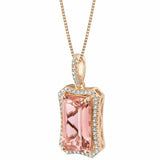 2Ct Emerald Cut Peach Morganite Diamond Exquisite Pendant 14K Rose Gold Finish