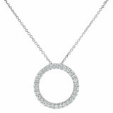 1.5ct Diamond Pendant Chain Round Cut Brilliant Open Circular 14k WhiteGold Over