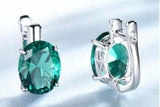 2.3ct Stud Earrings Oval Cut Emerald Solitaire Latch Back 14k White Gold Finish