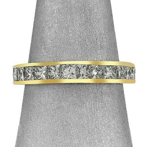 4Ct Princess Cut Diamond Channel Set Eternity Wedding Band 14K Yellow Gold Over