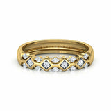 1.2ct Wedding Ring Band Round Cut Diamond Geometric Cluster 14k Yellow Gold Over