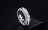 6Ct Baguette Cut Diamond Eternity Wedding Band 14K White Gold Over Round Accents