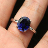 2ct Oval Cut Blue Sapphire Engagement Ring 4 Prong Solitaire 14k White Gold Over