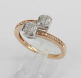 2.5ct Baguette Cut Diamond ByPass Design Engagement Ring 14k Rose Gold Finish