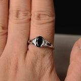 Trilogy Wedding Engagement Ring 1ct Oval Cut Black Diamond 14k White Gold Finish