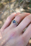 1ct Pear Cut Blue Sapphire Engagement Ring Floral Petal Leaf 14k White Gold Over