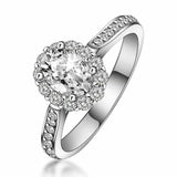 2ct Oval Cut Diamond Halo Engagement Ring 14k WhiteGold Finish with Round Accent