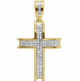 1.4ct Round Cut VVS1D Diamond Cross Voided Pendant 14k Yellow Gold Over NO CHAIN