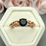 1.2ct Engagement Ring Round Black Diamond Infinity Solitaire 14k Rose Gold Over