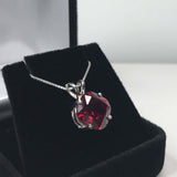 1.5ct Cushion Cut Red Garnet Solitaire Pendant 14k White Gold Finish NO CHAIN