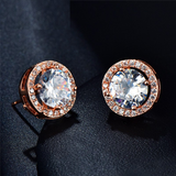 2ct Round Cut VVS1D Diamond Halo Solitaire Stud Earrings 14k Rose Gold Finish