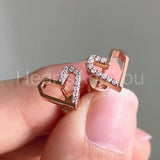 0.6ct Round Cut Moissanite Heart Shape Stud Women Earrings 14k Rose Gold Plated