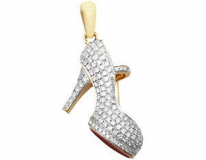 2.5ct Round Cut Diamond Pendant High Heel Sandal Charm 14k Yellow Gold Finish