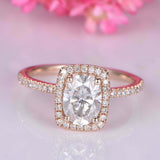 2.3ct Oval Cut Diamond Engagement Ring Halo 14k Rose Gold Over with Round Accent