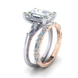 4.9ct Emerald Cut VVS1D Diamond Engagement Ring Bridal Set 14k Dual Gold Finish