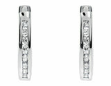 0.25ct Round Cut Diamond Channel Set Hoop Earrings Women 14k White Gold Finish