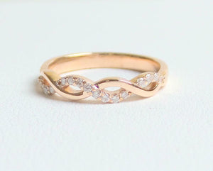 0.7ct Wedding Ring Band Round Cut Diamond Infinity Design 14k Rose Gold Finish