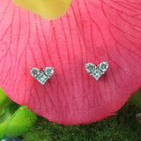 Tiny Heart Design Stud Earrings 0.9ct Princess Cut Diamond 14k White Gold Finish