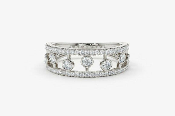 2.6ct Round Cut Diamond Split Stylish Wedding Ring Band 14k White Gold Finish