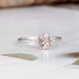 1.3ct Oval Cut Peach Morganite Engagement Ring Diamond Accent 14k WhiteGold Over