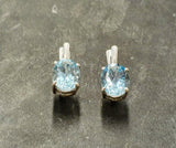 2ct Drop Earrings Oval Cut Blue Aquamarine Solitaire Design 14k White Gold Over