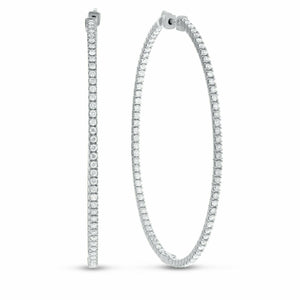 3ct Round Brilliant Cut Diamond Elegant Women Hoop Earring 14k White Gold Finish