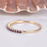 1ct Round Cut Purple Amethyst Half Eternity Wedding Band Ring 14k Rose Gold Over